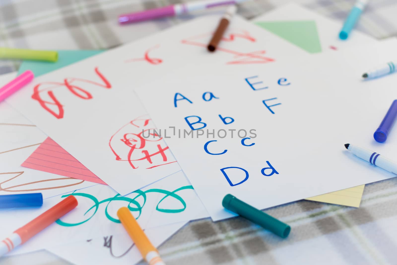 English; Kids Writing Some English Alphabet for Practice