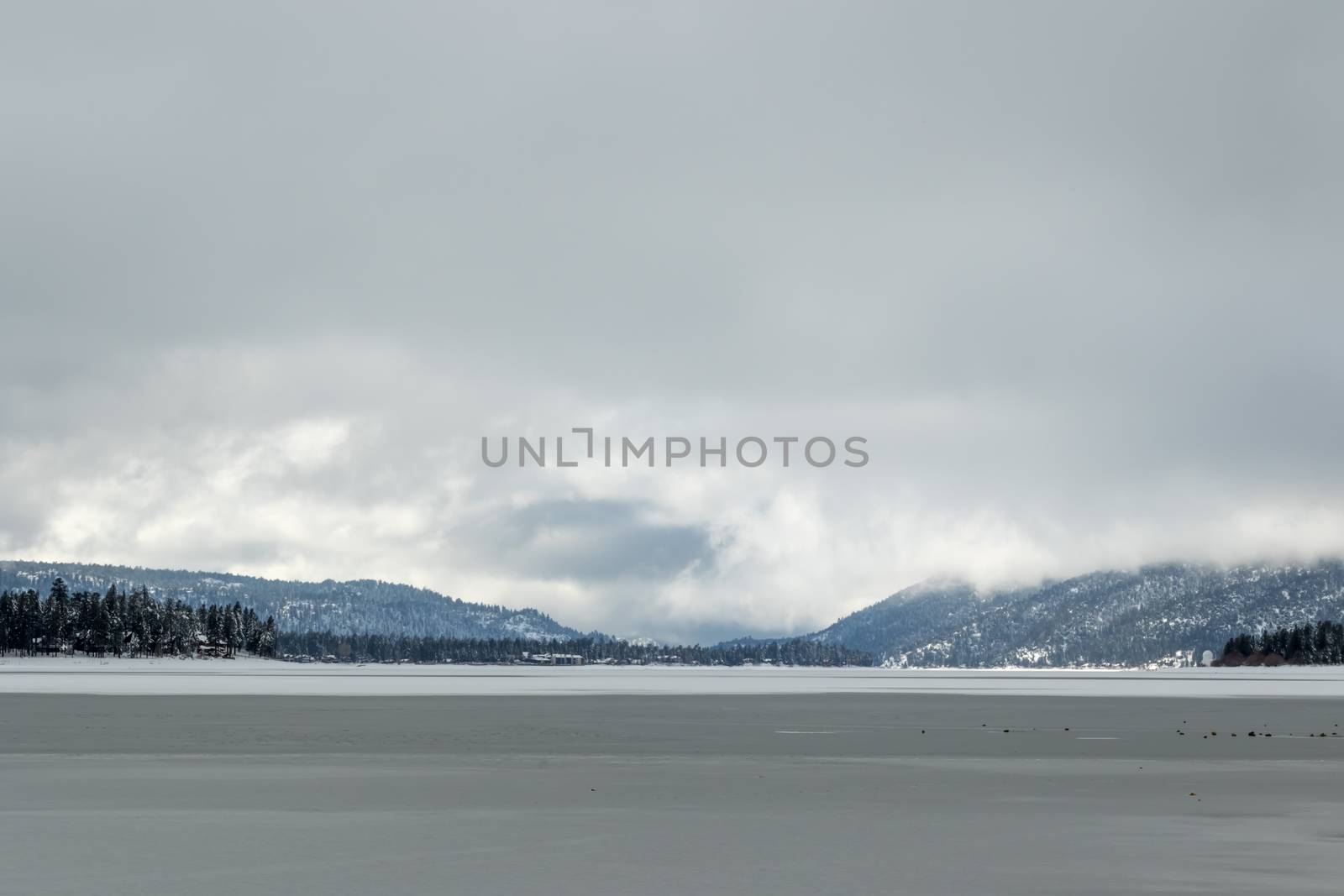 Flozen Lake, Climate Change at Southern California, Big Bear Lake, San Bernardino, 2016