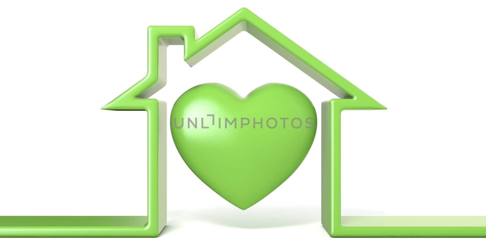 Heart in house made of green line 3D by djmilic