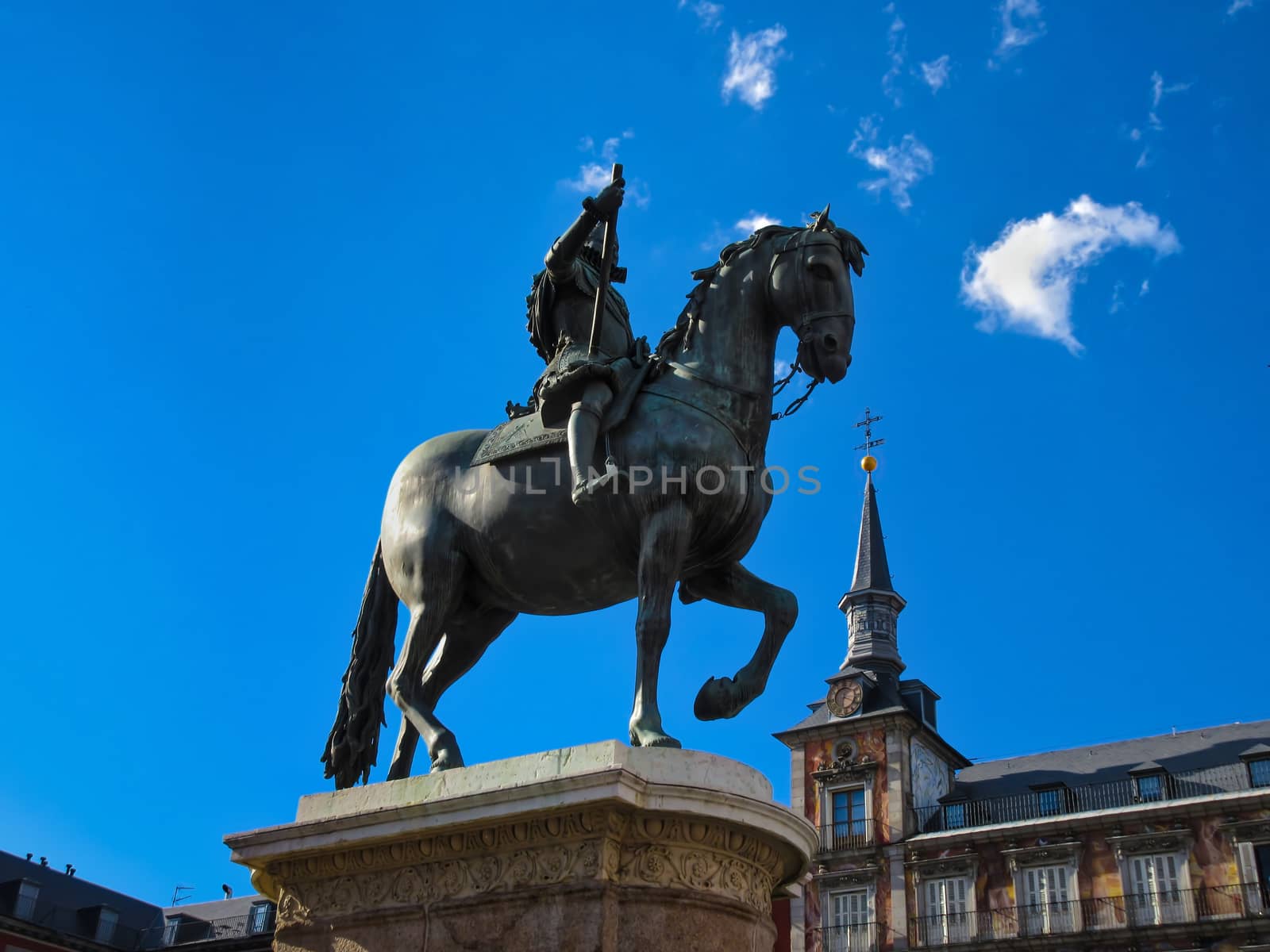 From Plaza Mayor, with a bronze statue of King Philip III at the center of the square