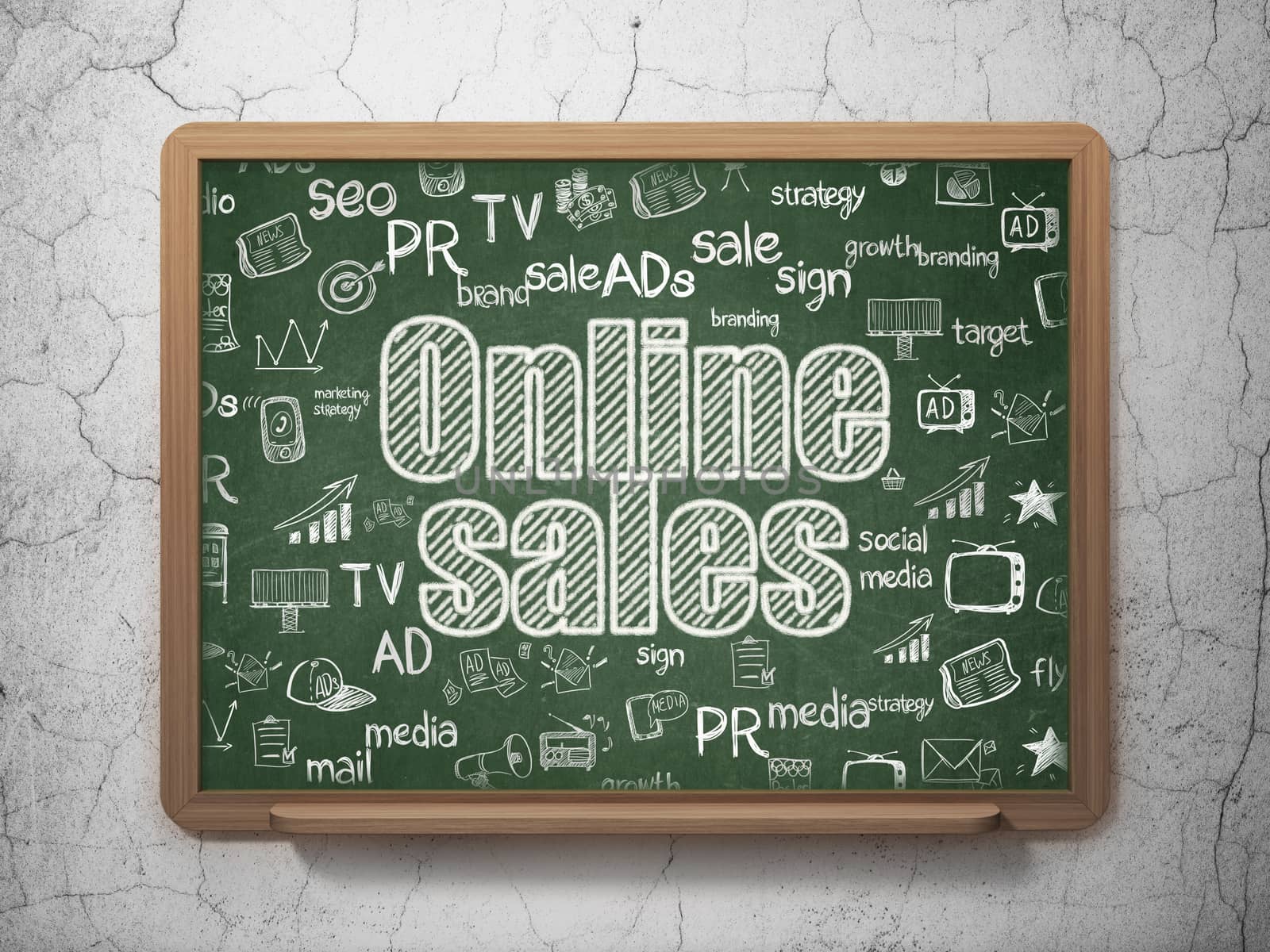 Marketing concept: Online Sales on School board background by maxkabakov