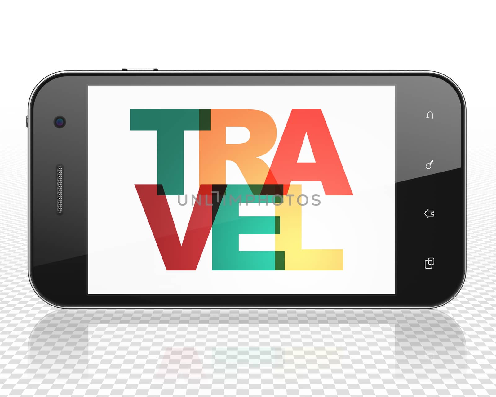 Holiday concept: Smartphone with Travel on  display by maxkabakov