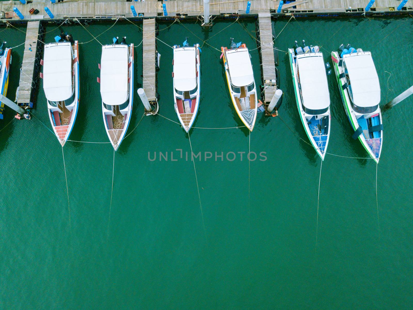 Aerial view of yachts marine station in Pattaya Thailand by antpkr