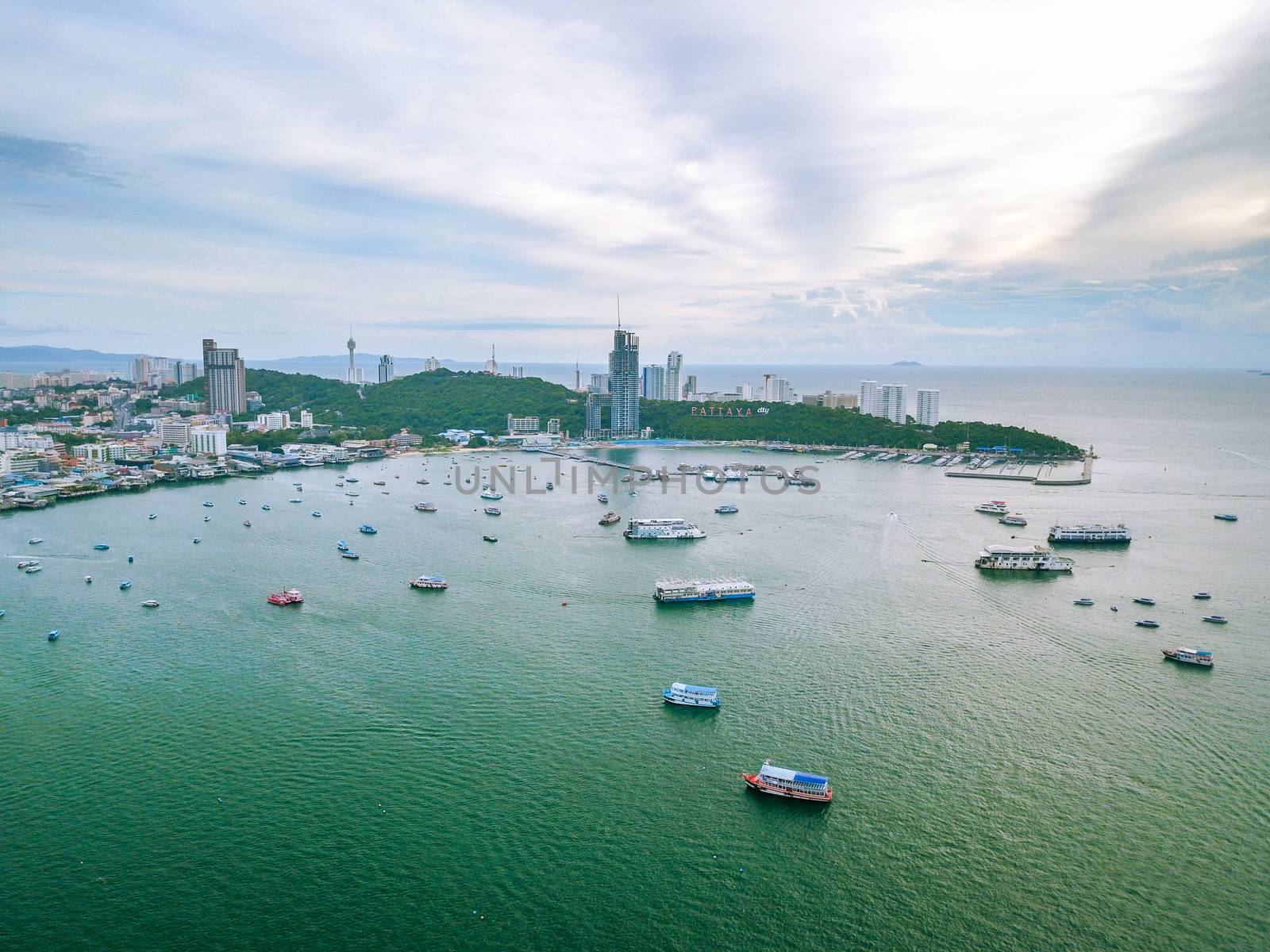 Pattaya cityscape aerial view from the sea by antpkr