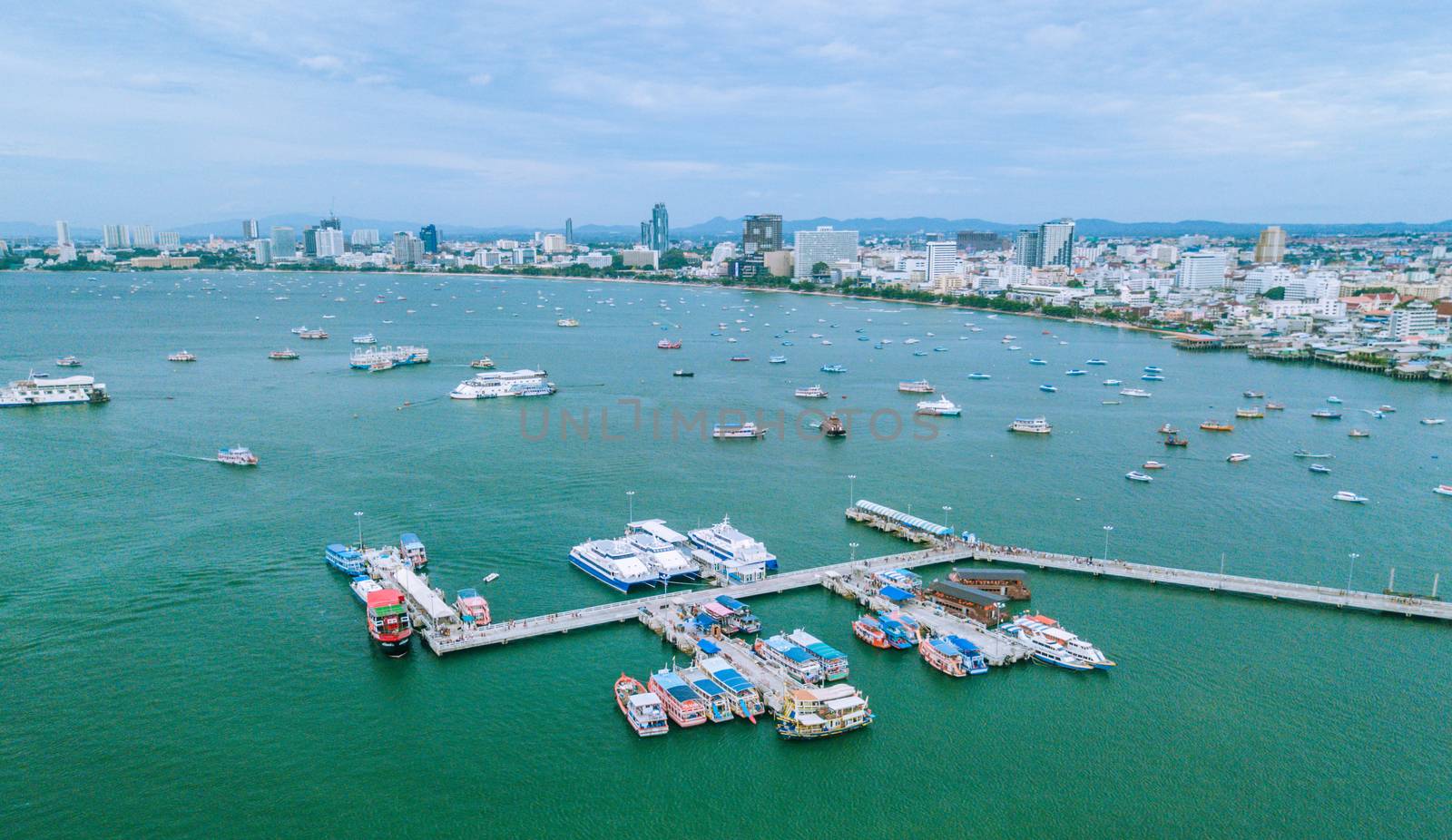 Pattaya cityscape aerial view from the sea by antpkr