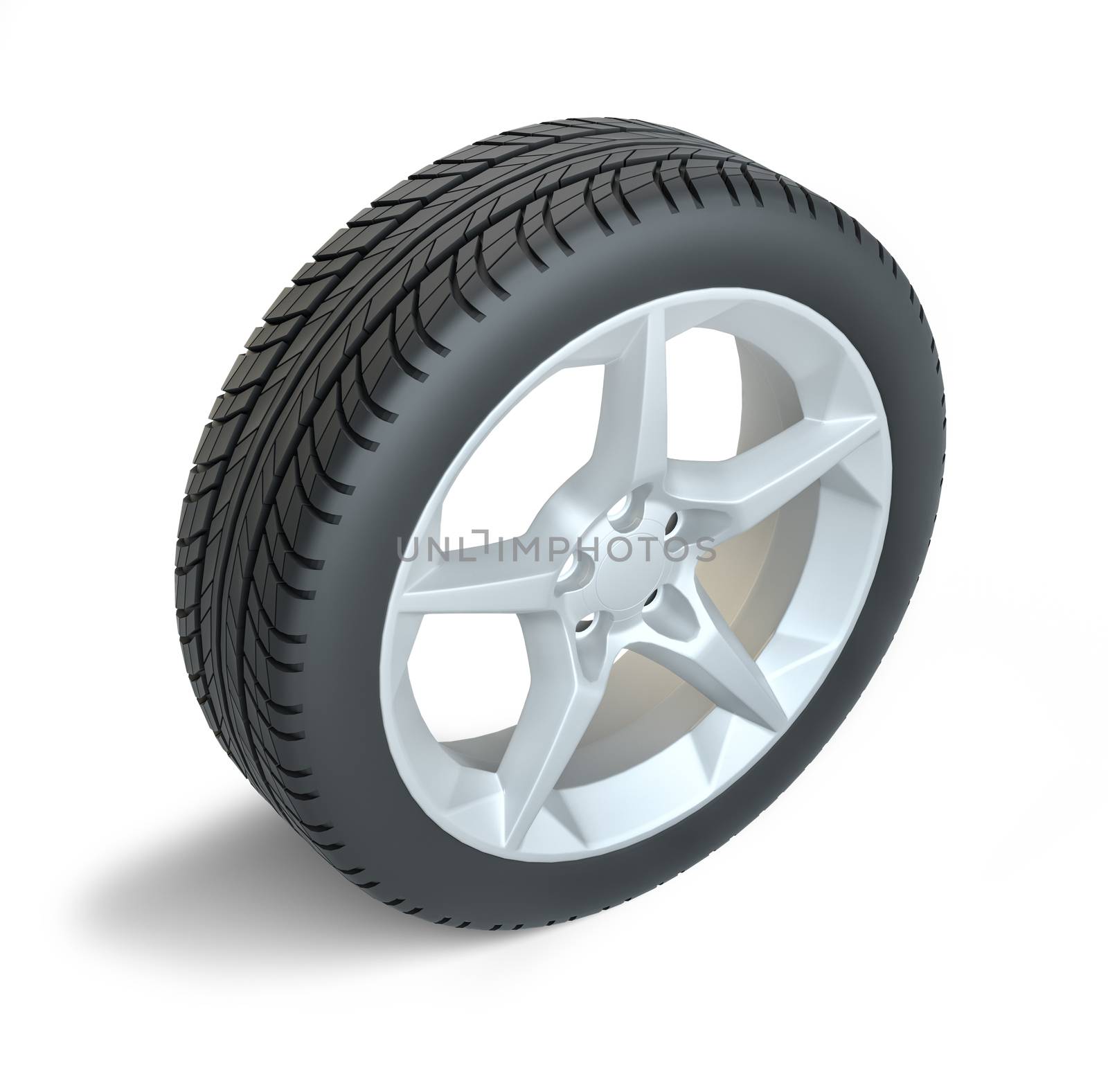 Car wheel isolated on white background. 3d illustration