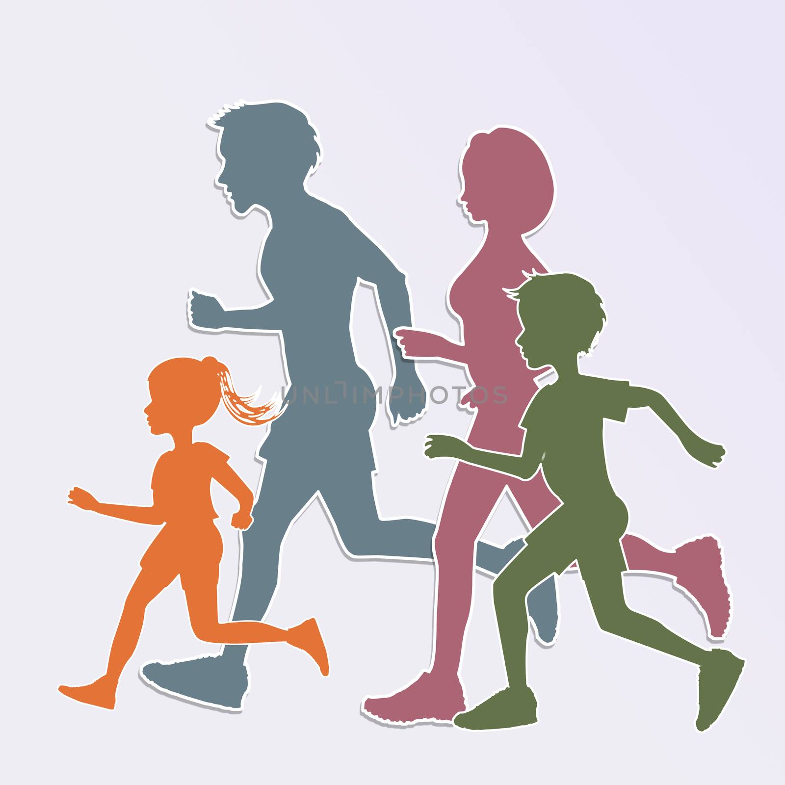 illustration of family running