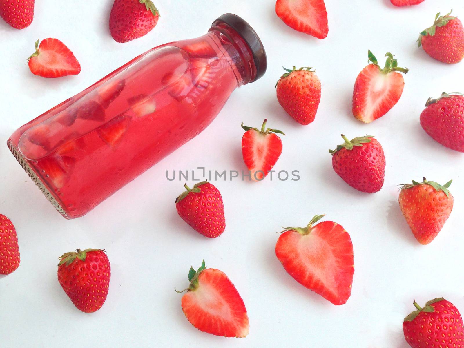 fresh strawberries drink by Bowonpat