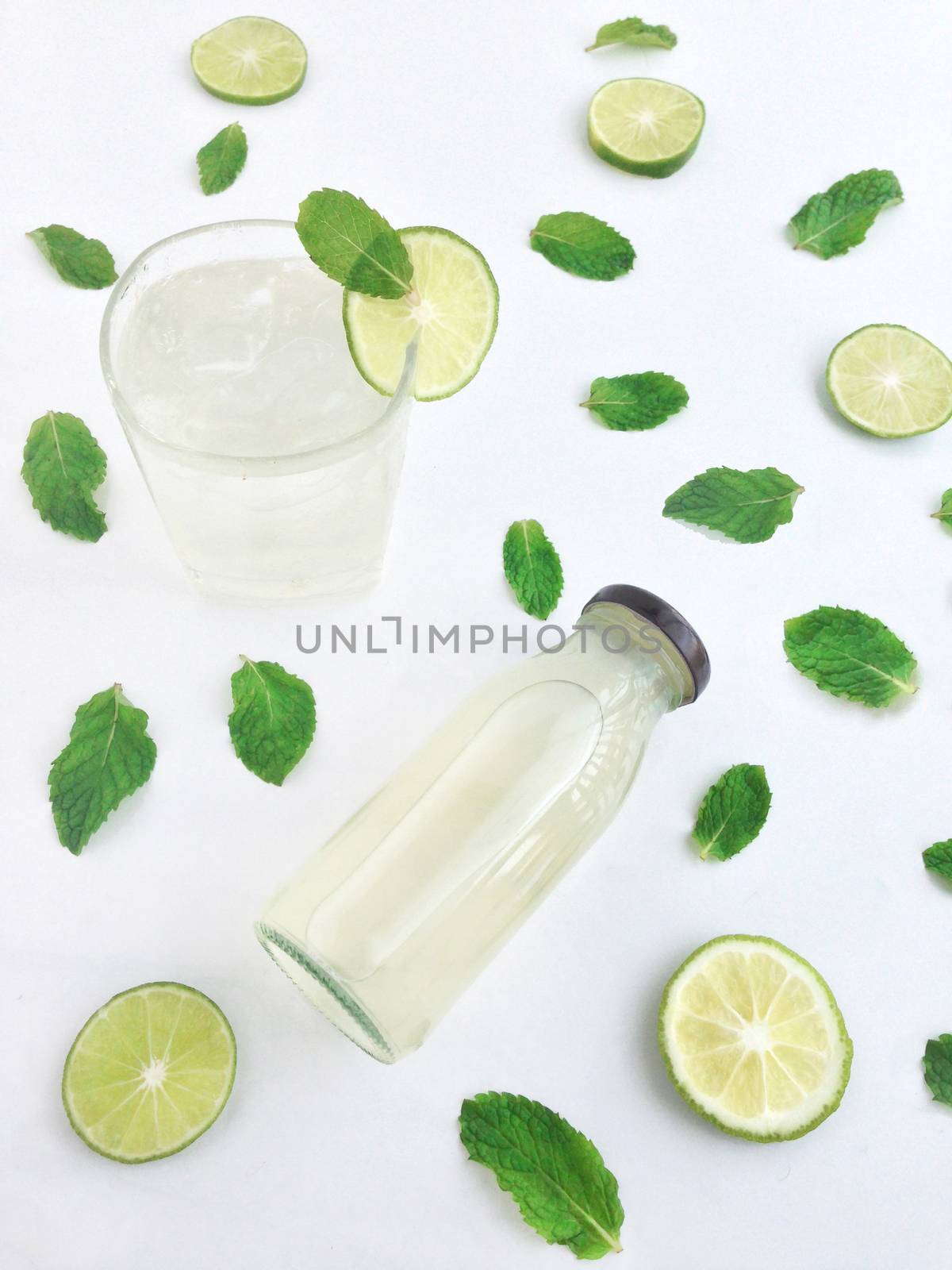 lime drink and paper mint by Bowonpat