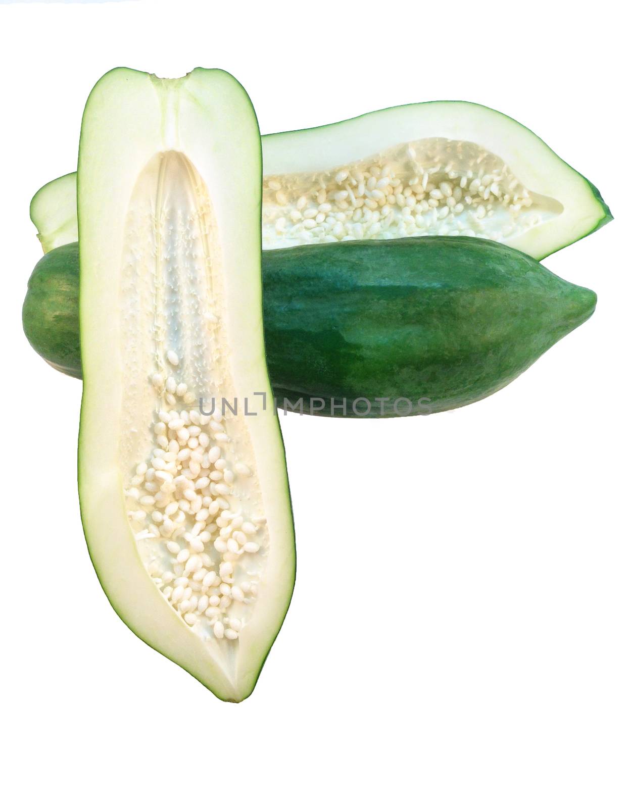 Fresh young papaya on white background