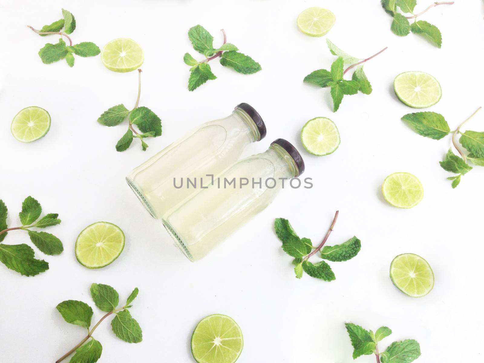 lime drink and paper mint by Bowonpat