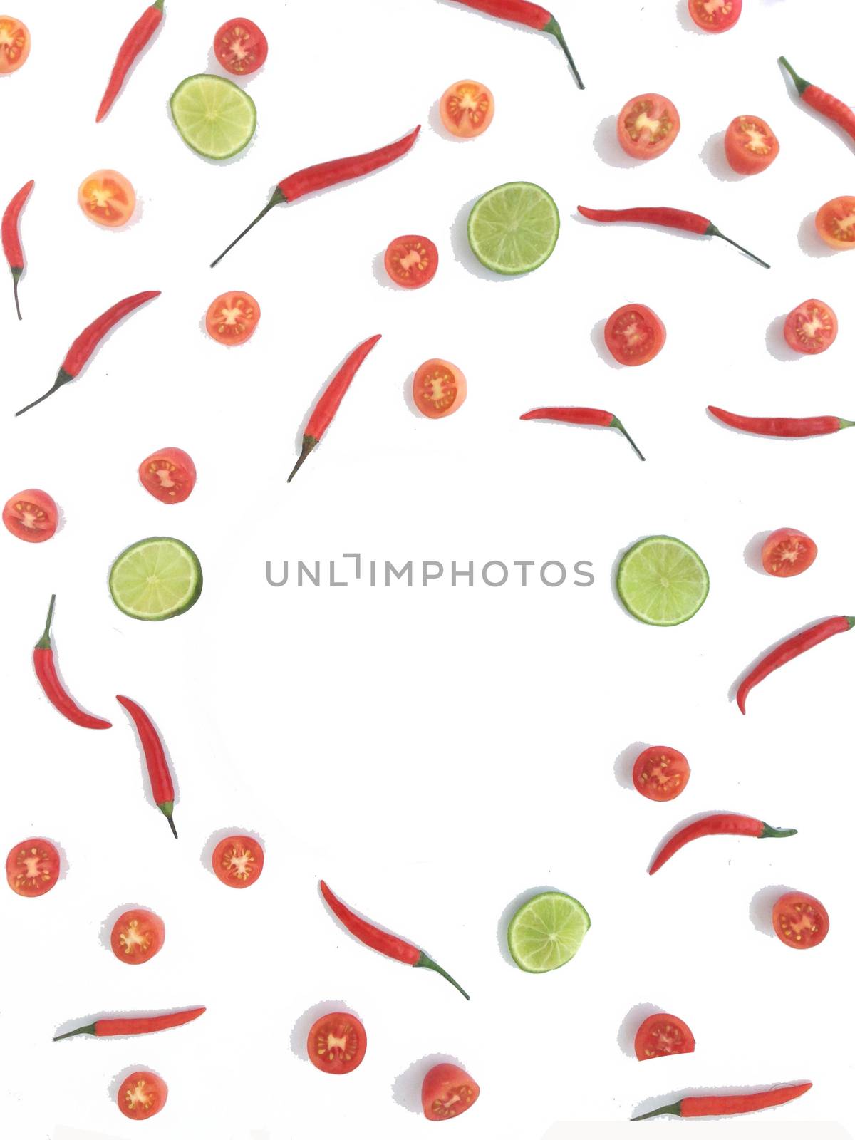 mix chili tomato lime pattern and space by Bowonpat
