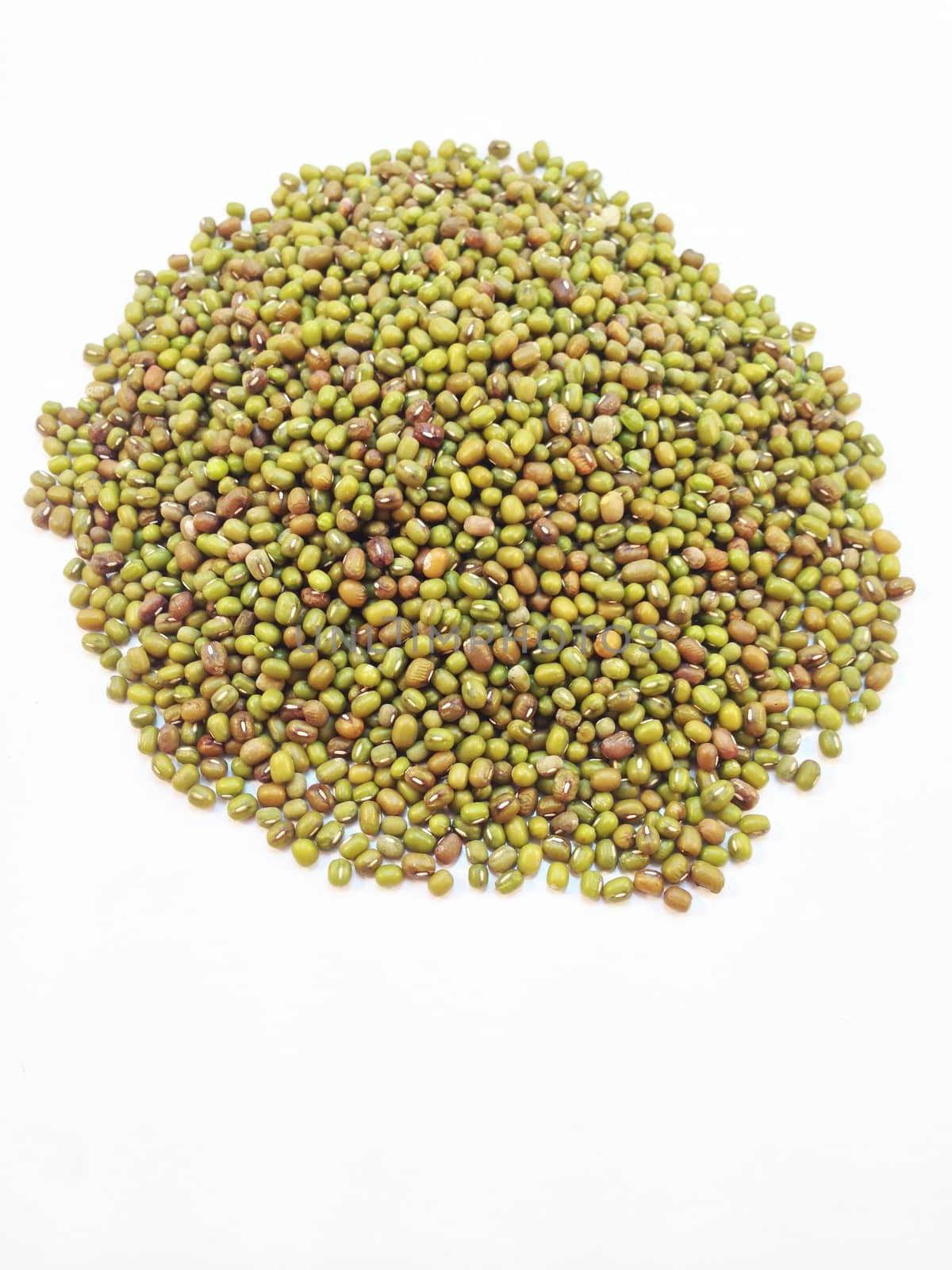 Mung beans on white background by Bowonpat