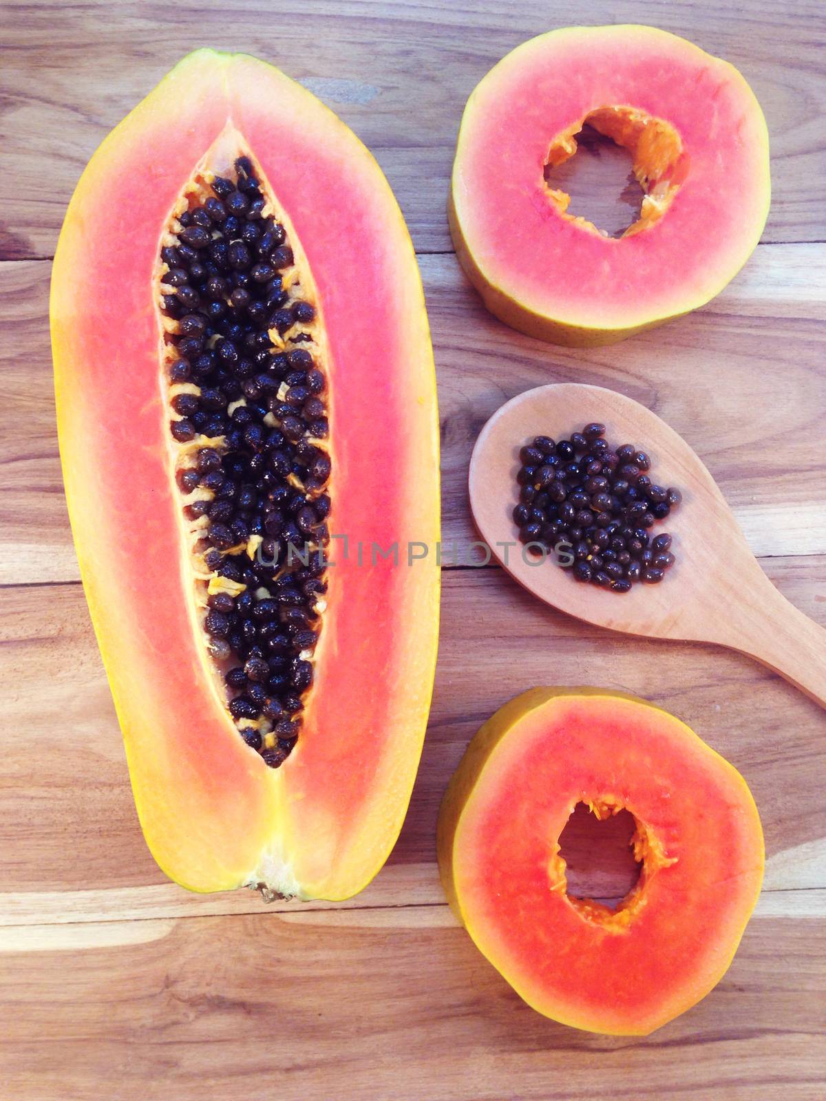 Sweet Papaya on wooden background