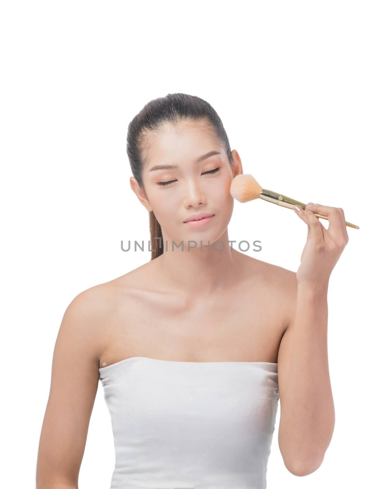 Front portrait of the asian woman with beauty face - isolated