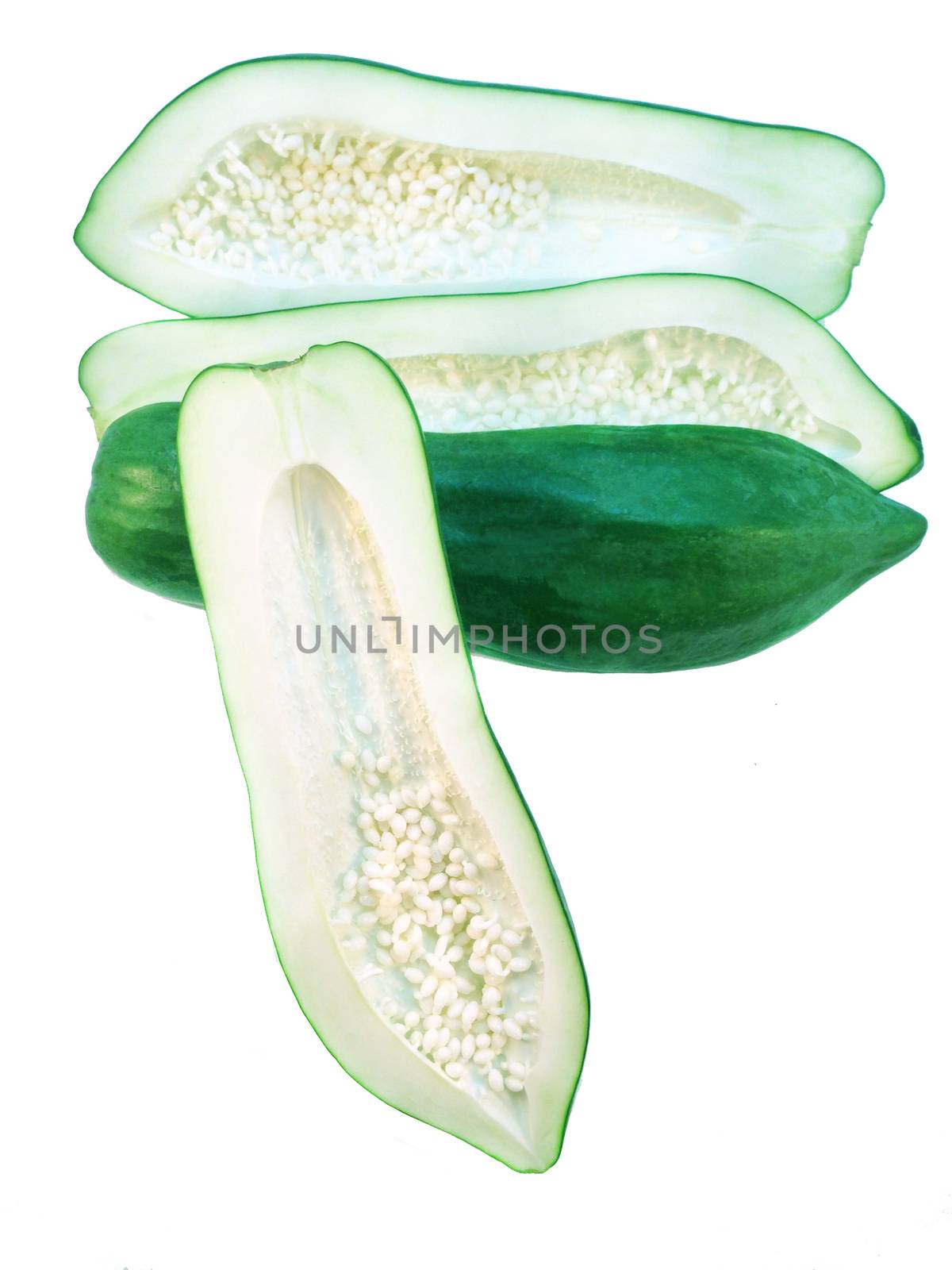 Fresh young papaya on white background