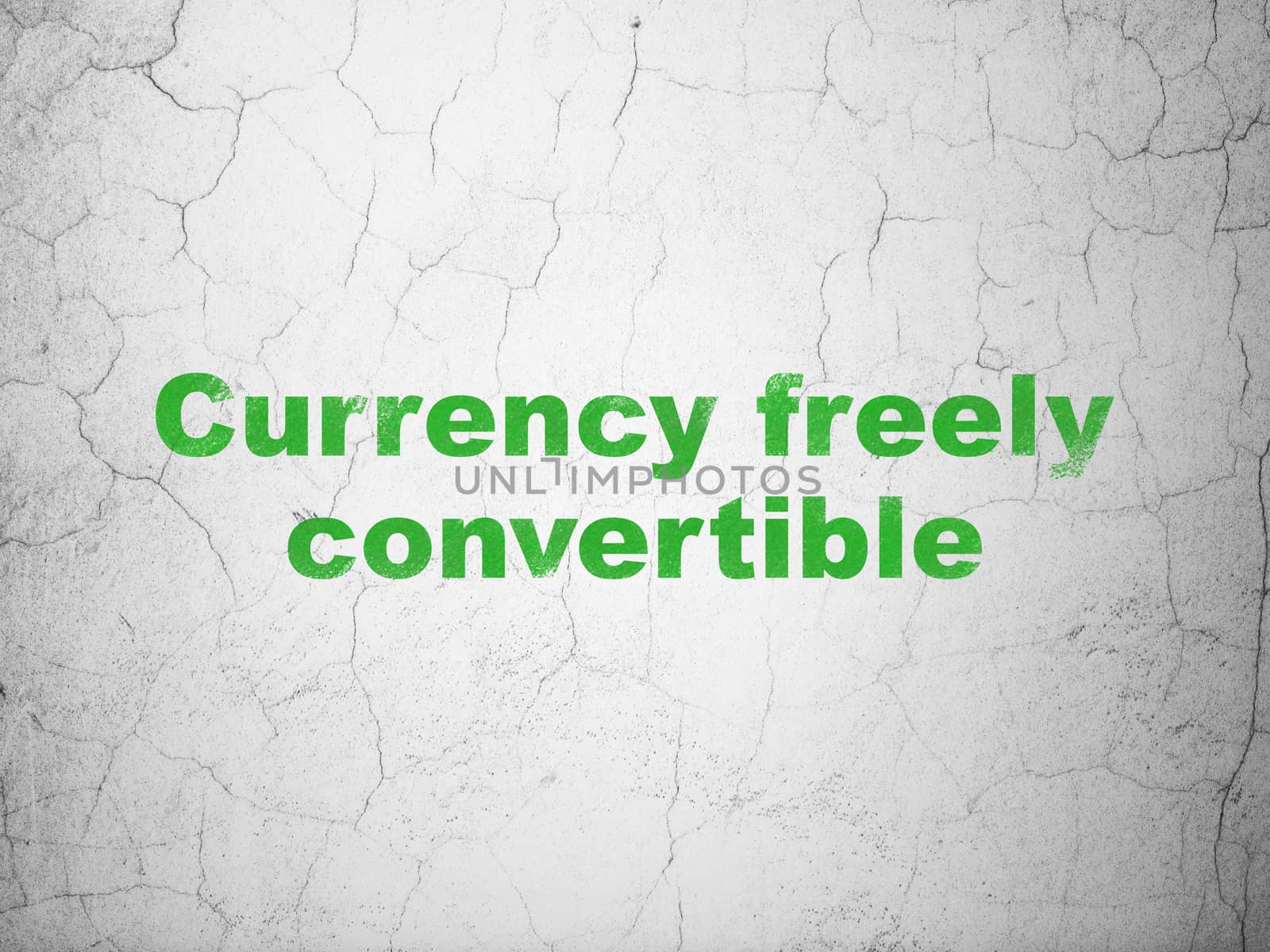 Currency concept: Green Currency freely Convertible on textured concrete wall background