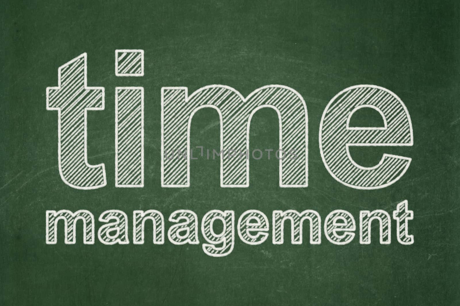 Time concept: text Time Management on Green chalkboard background