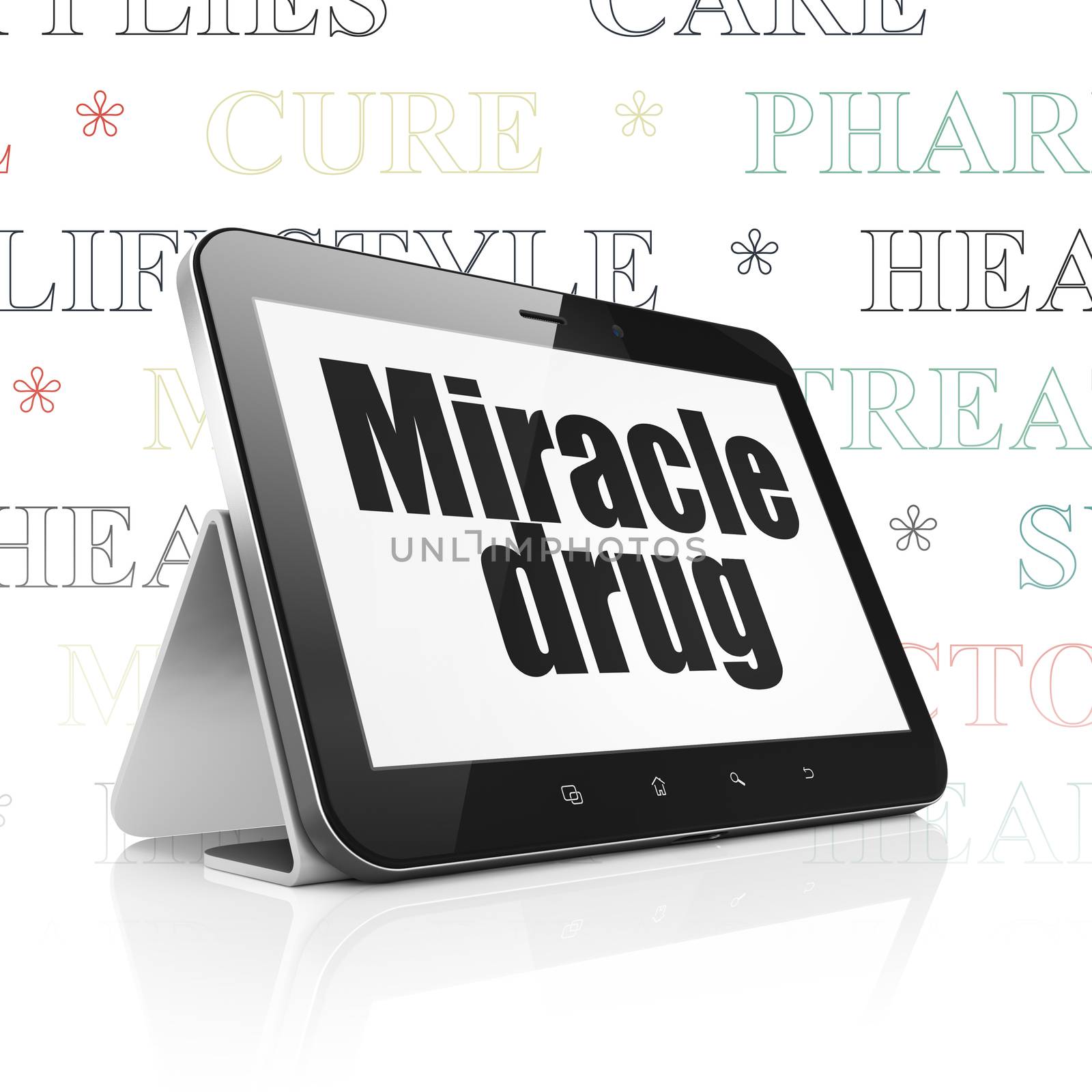 Healthcare concept: Tablet Computer with Miracle Drug on display by maxkabakov