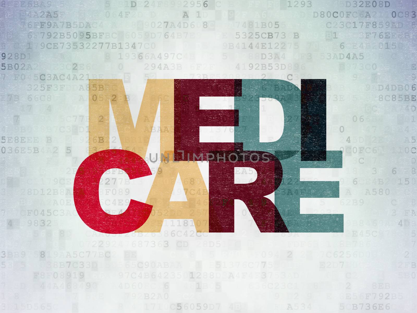 Medicine concept: Medicare on Digital Data Paper background by maxkabakov