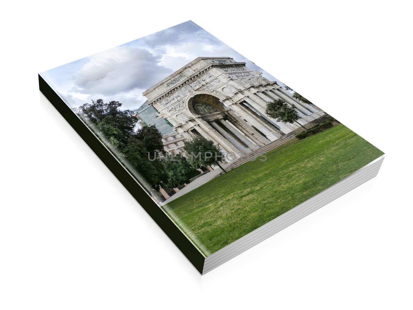 book illustration of the triumphal arch at Genova in the square of victory