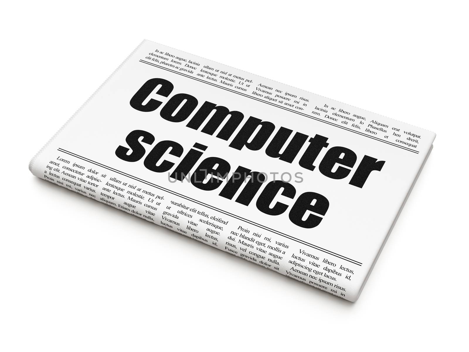 Science concept: newspaper headline Computer Science on White background, 3D rendering