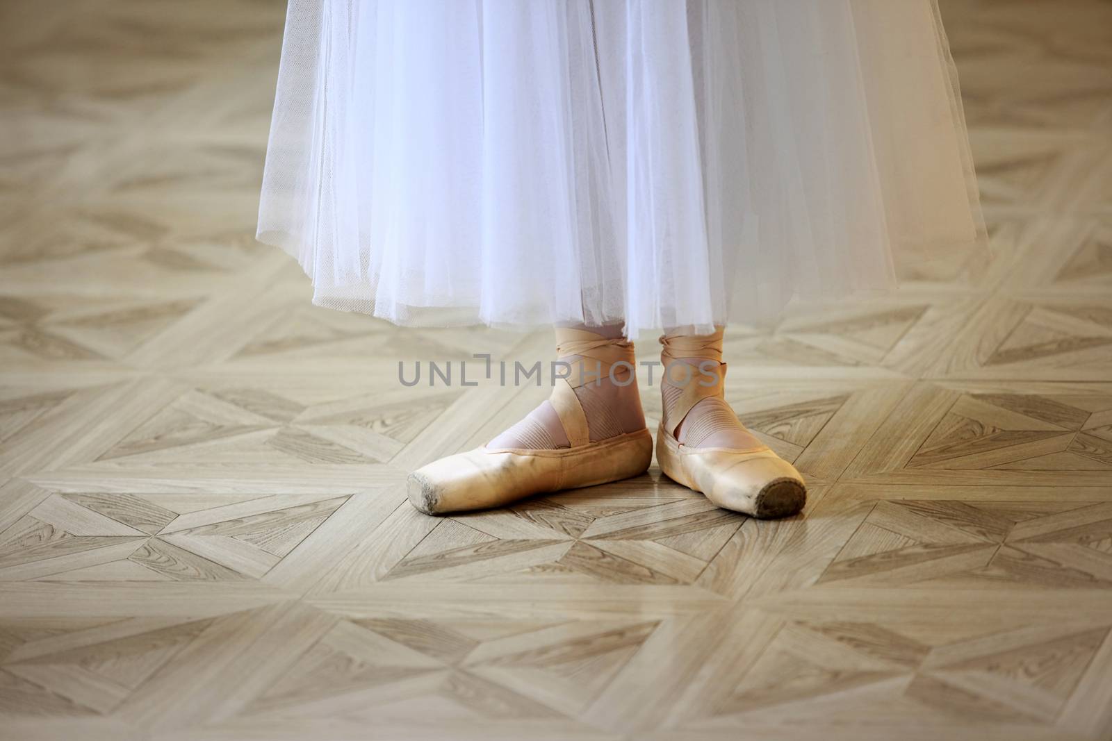Beautiful legs of the ballerina in pointe shoes