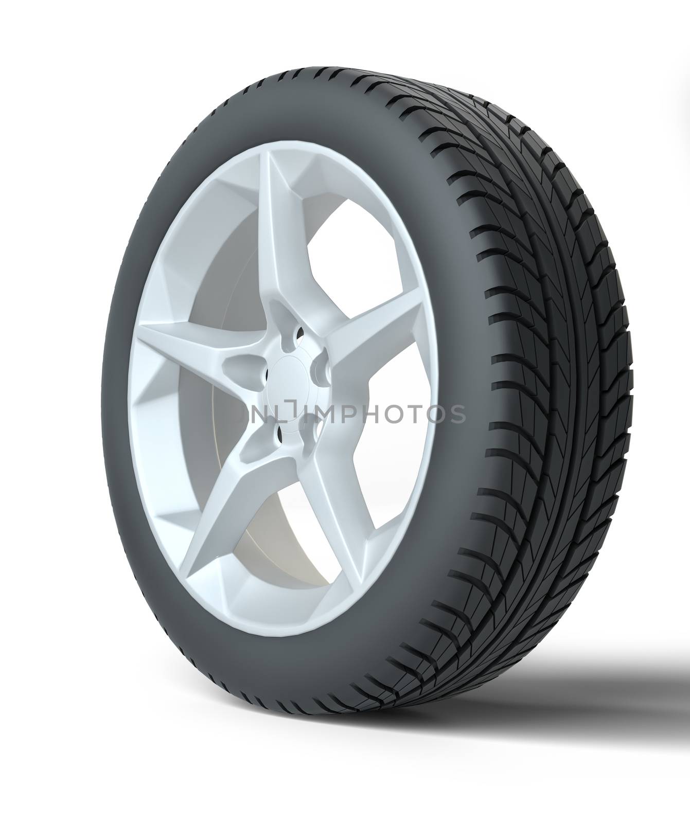 Car wheel isolated on white background. 3d illustration