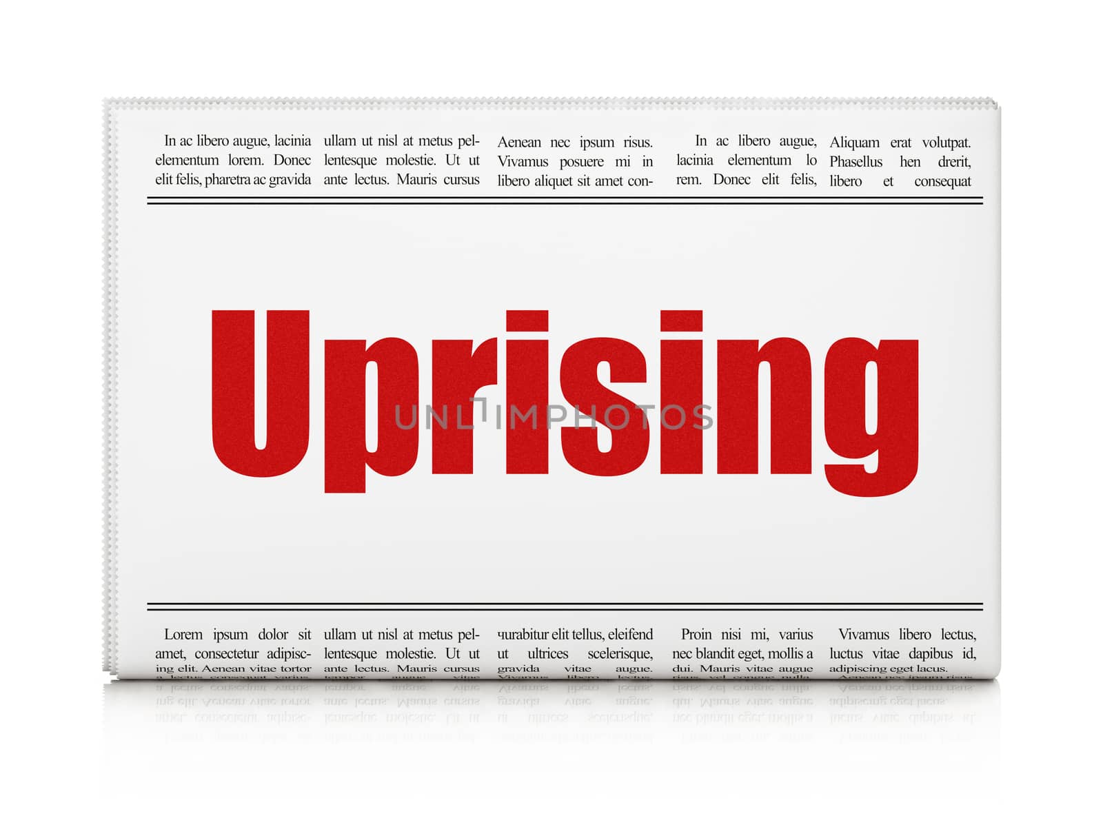 Political concept: newspaper headline Uprising on White background, 3D rendering