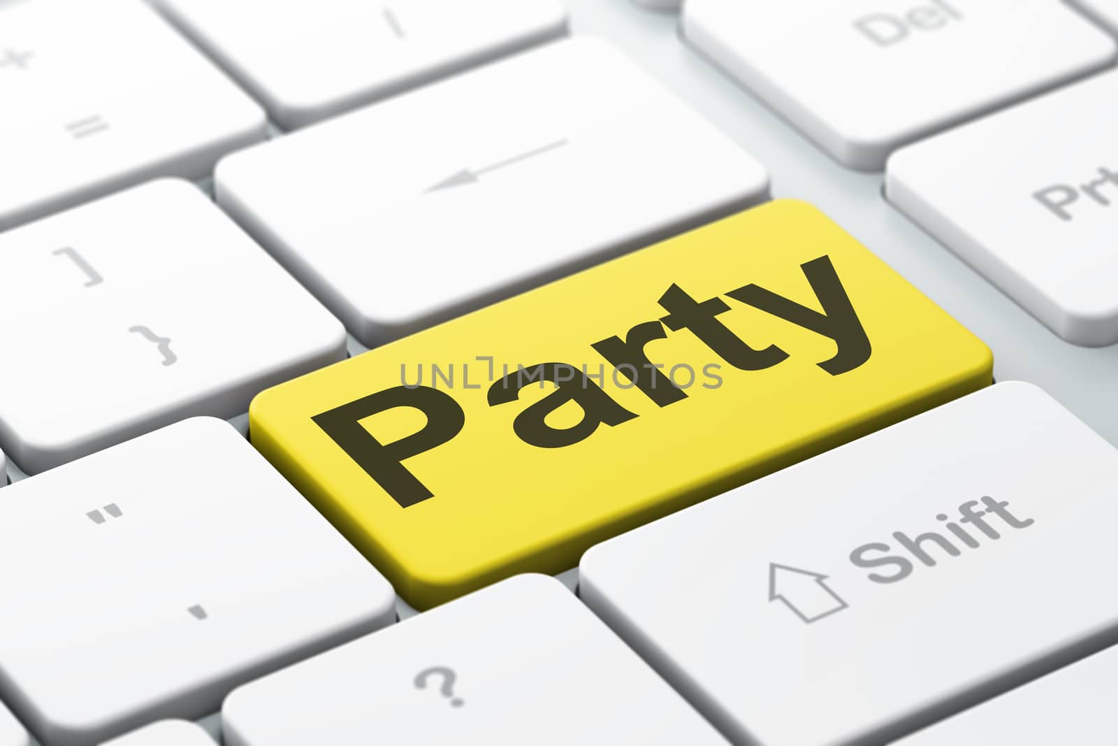 Entertainment, concept: Party on computer keyboard background by maxkabakov