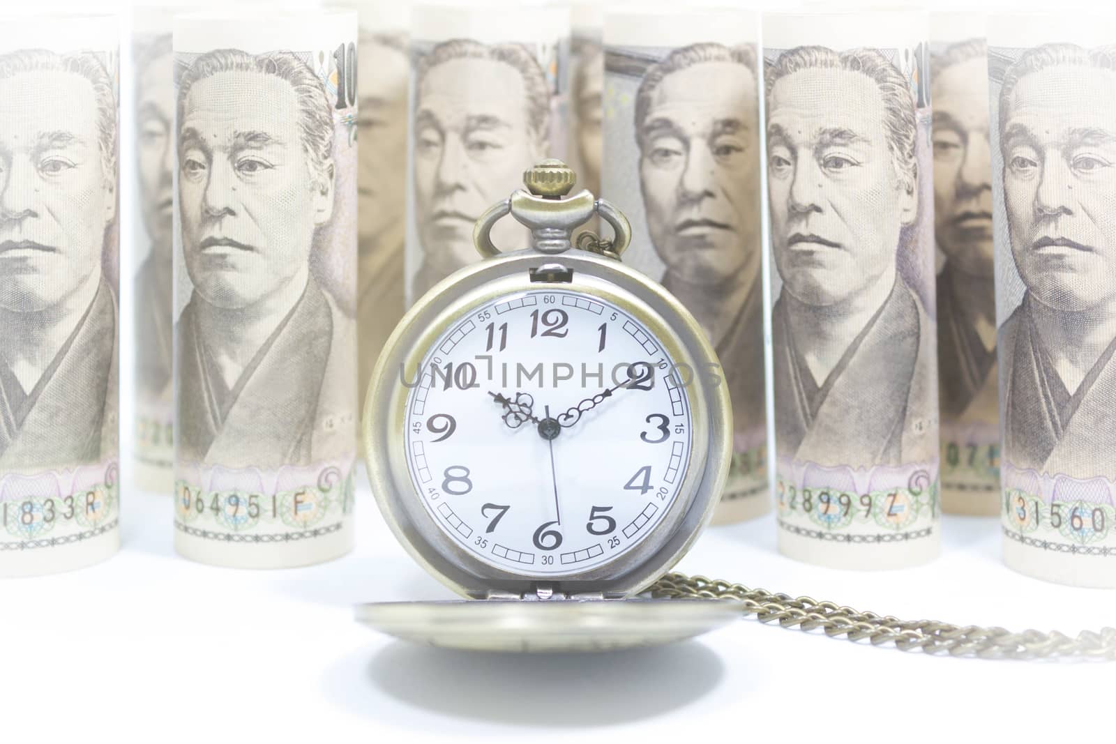 Classic Pocket Watch On Dollar Banknote, Concept And Idea Of Tim by rakoptonLPN