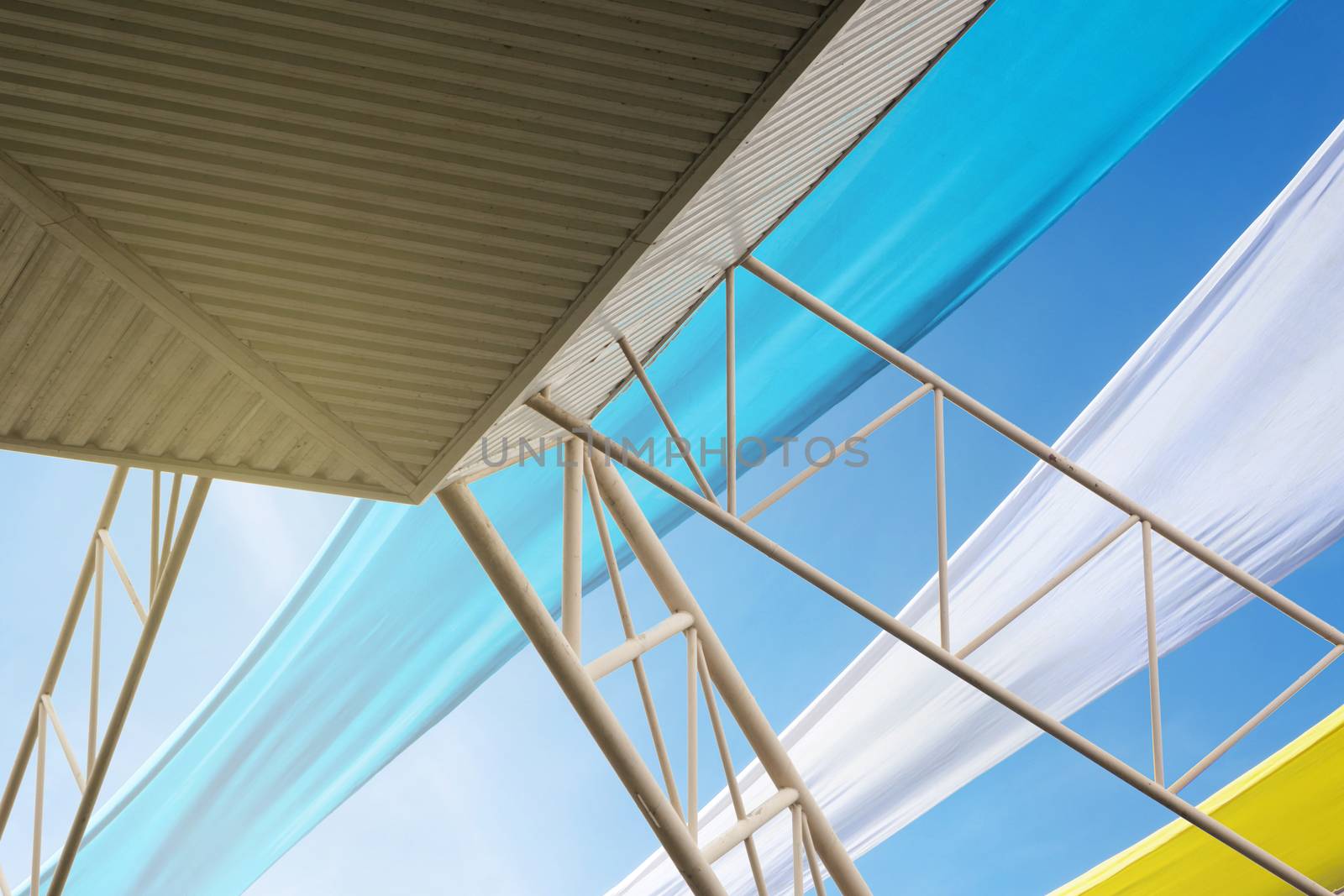 Steel Frame With Fabric Three Colors As Backdrop.