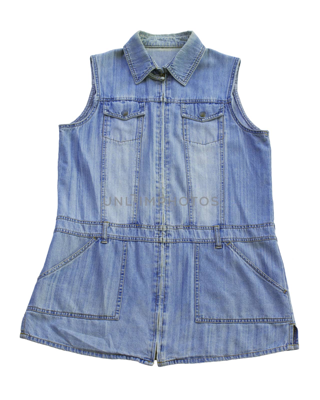 Blue Denim (Jeans) Vest Isolated On A White Background.