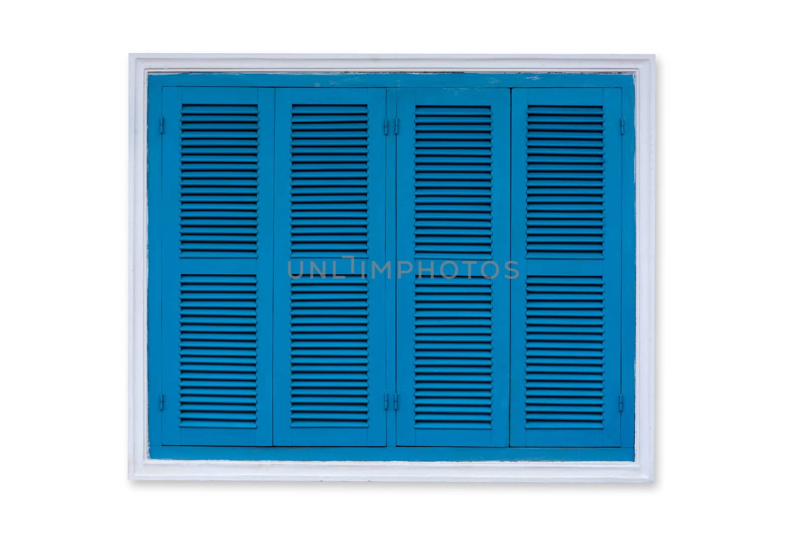 Vintage Blue Window Isolated On White Background, Old Louver Win by rakoptonLPN