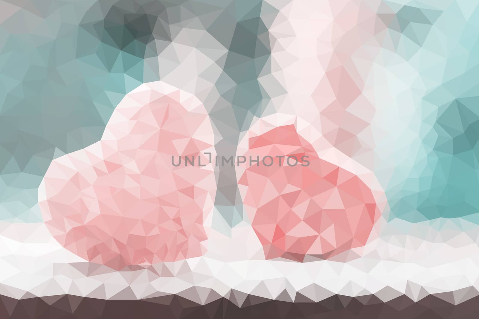 Polygon Shape Of Heart On Bokeh Soft Light Background, Polygonal by rakoptonLPN