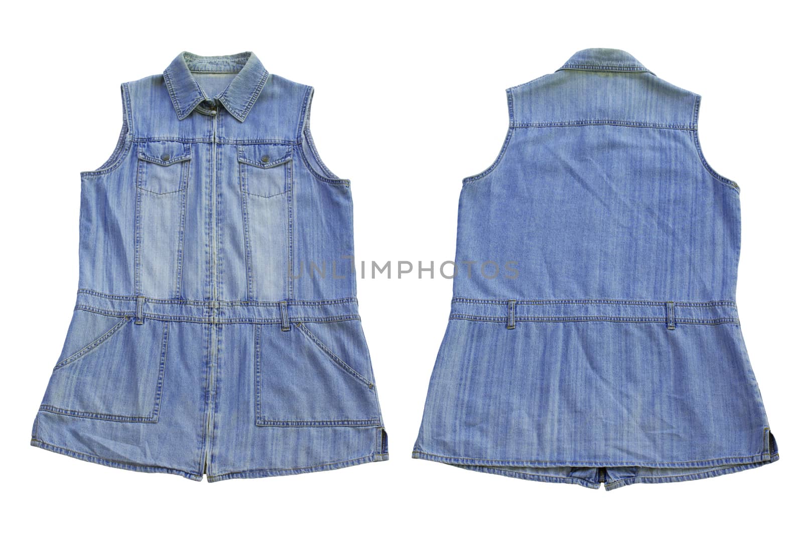 Blue Denim (Jeans) Vest Isolated On A White Background. by rakoptonLPN