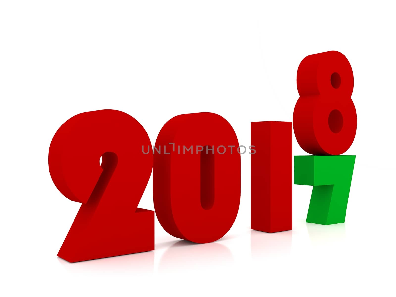 New year 2018 ,3d rendering 