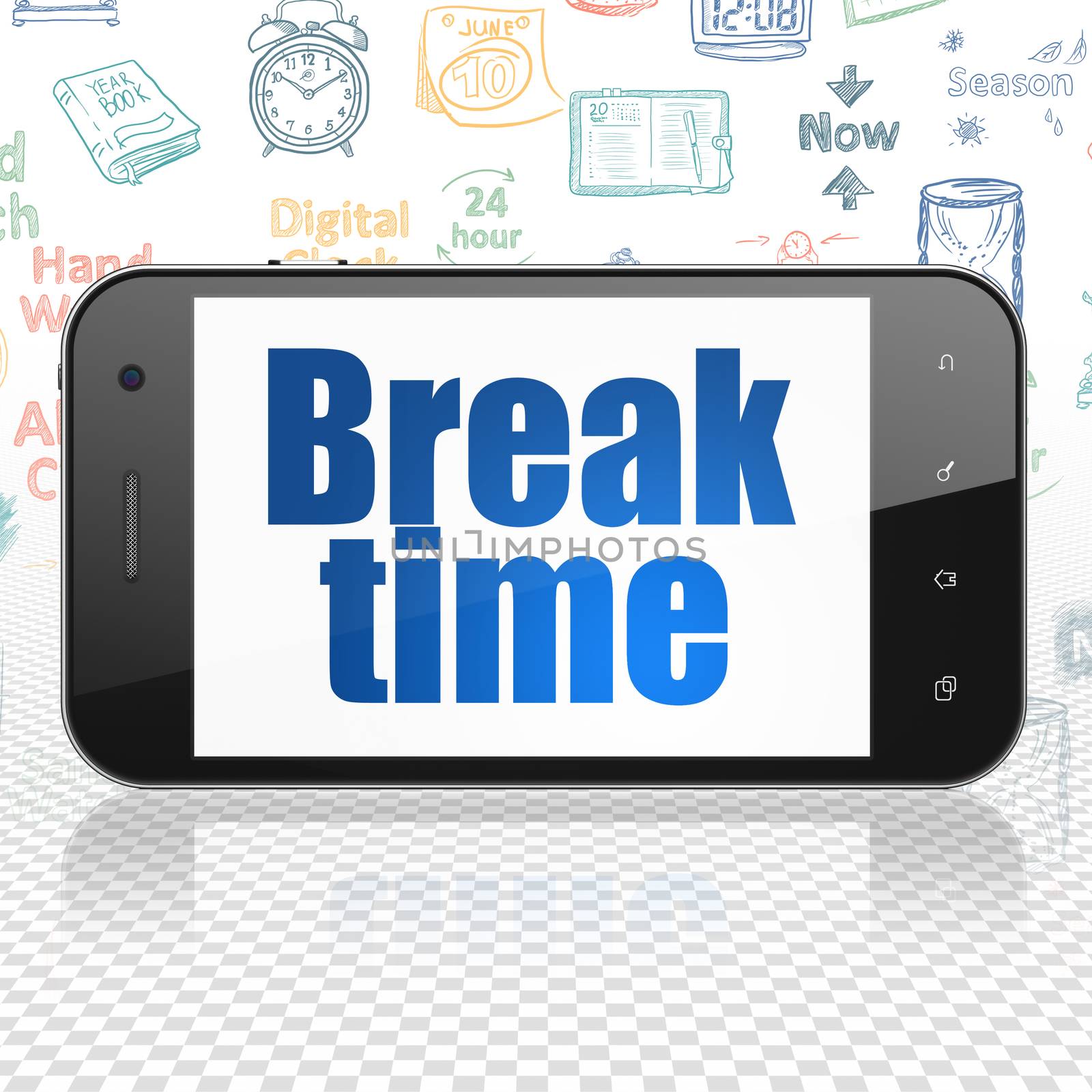 Timeline concept: Smartphone with Break Time on display by maxkabakov