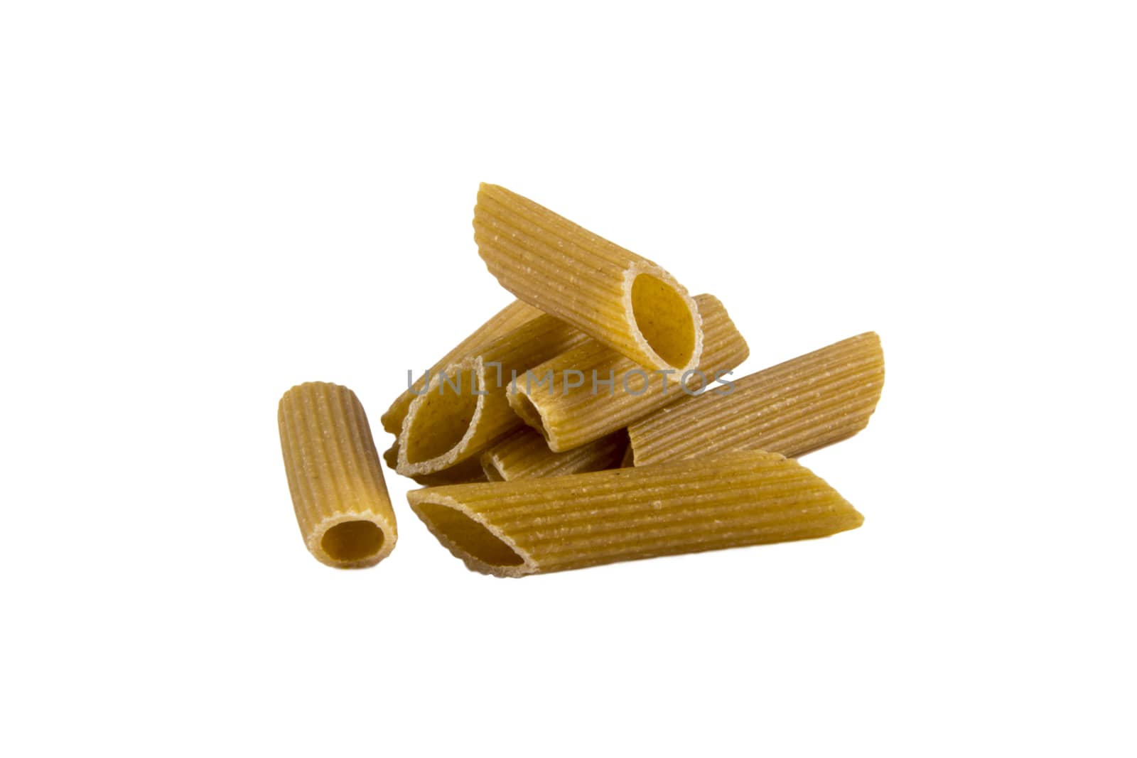  penne  pasta heap isolated on white background