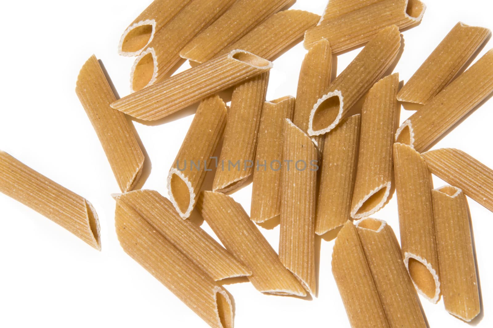 penne pasta isolated on white background