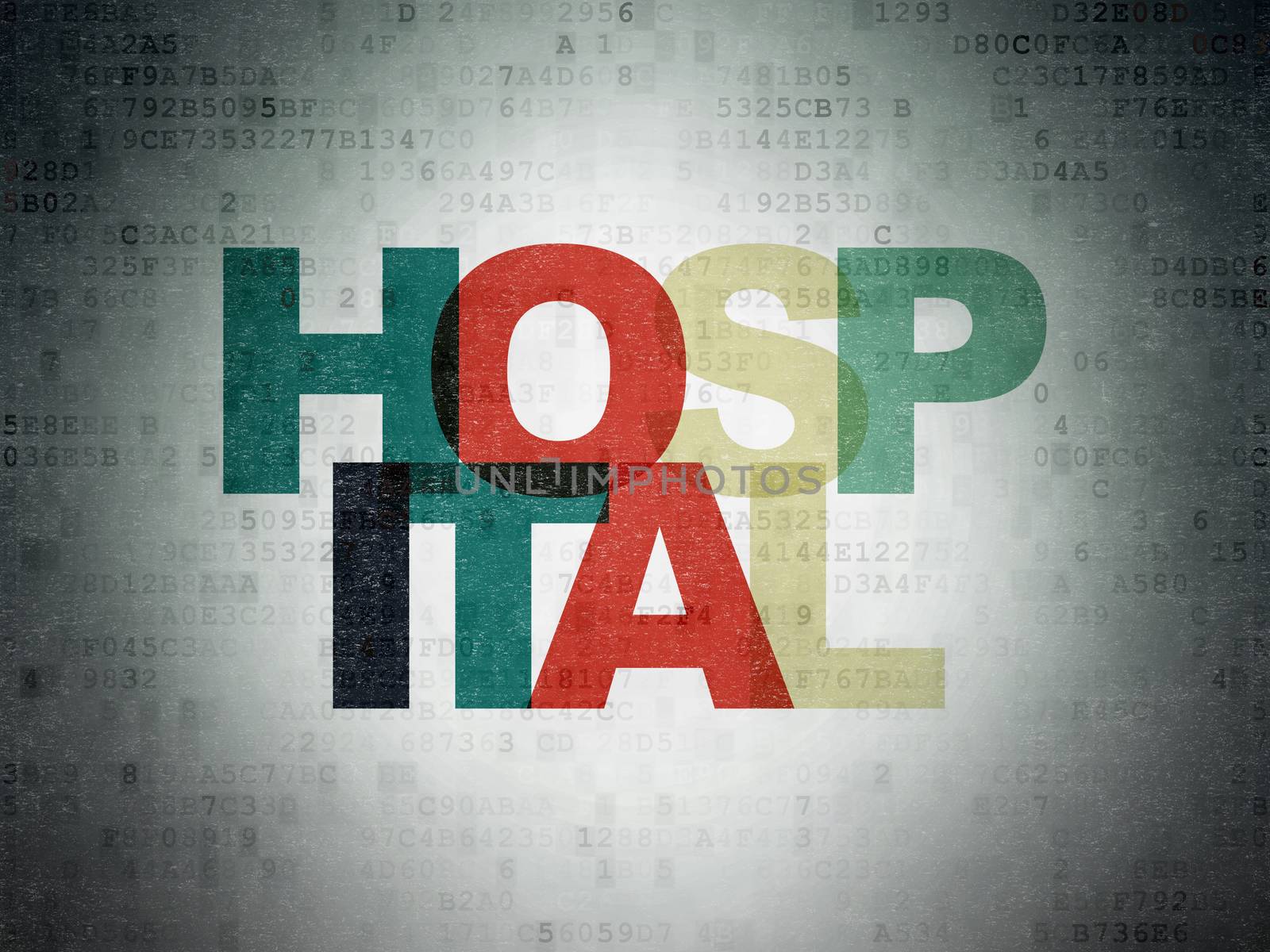Medicine concept: Hospital on Digital Data Paper background by maxkabakov