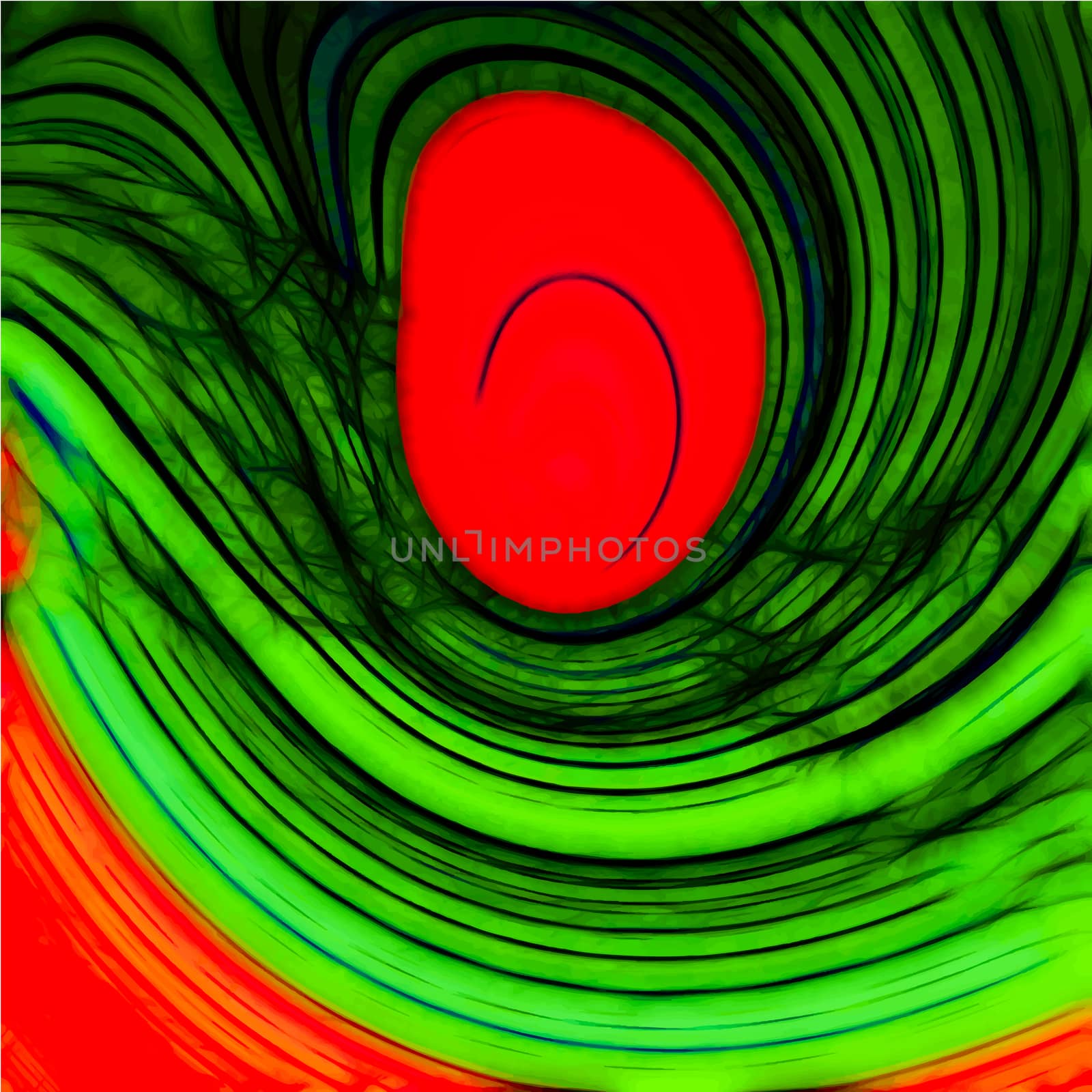 Abstract Green Background with Red Spot  -  Illustration by gstalker