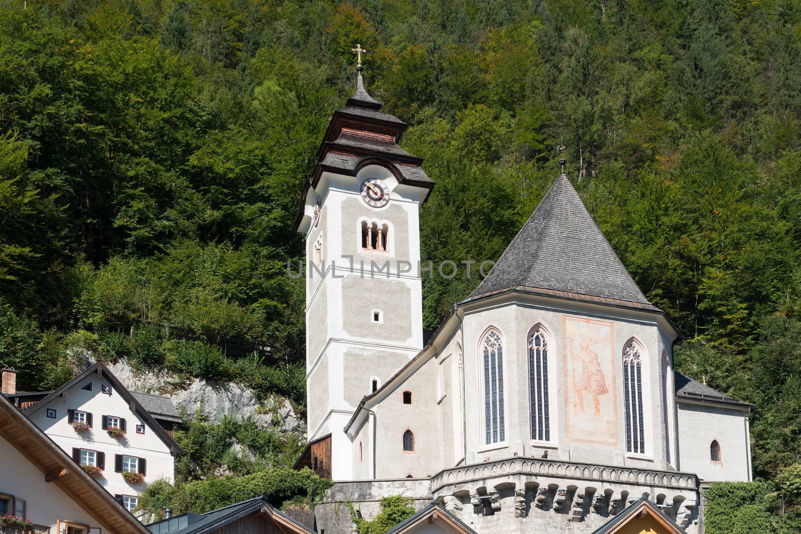 View of the Maria Hilf Pilgrimage Church in Hallstatt by phil_bird