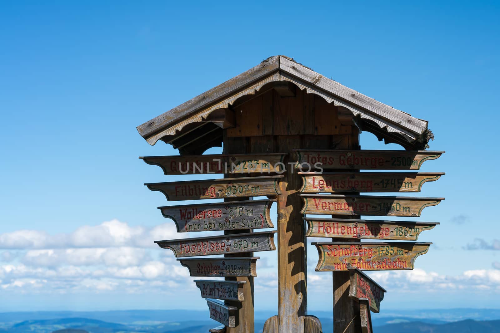 Distance Sign on  Zwölferhorn Mountain by phil_bird