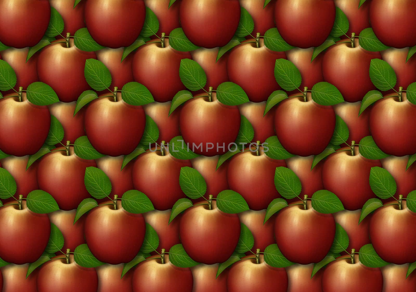 Digital illustration of apples arranged as a background pattern.