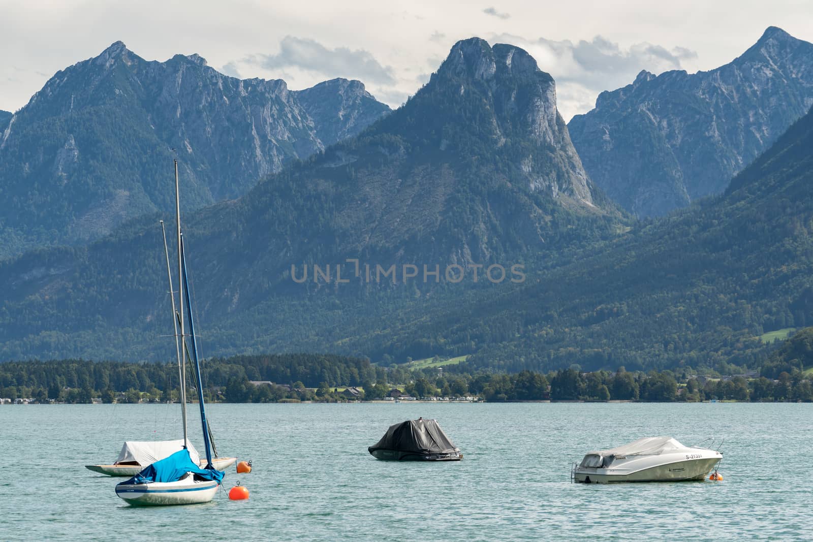 Yachts Moored in Lake Wolfgang at St. Gilgen