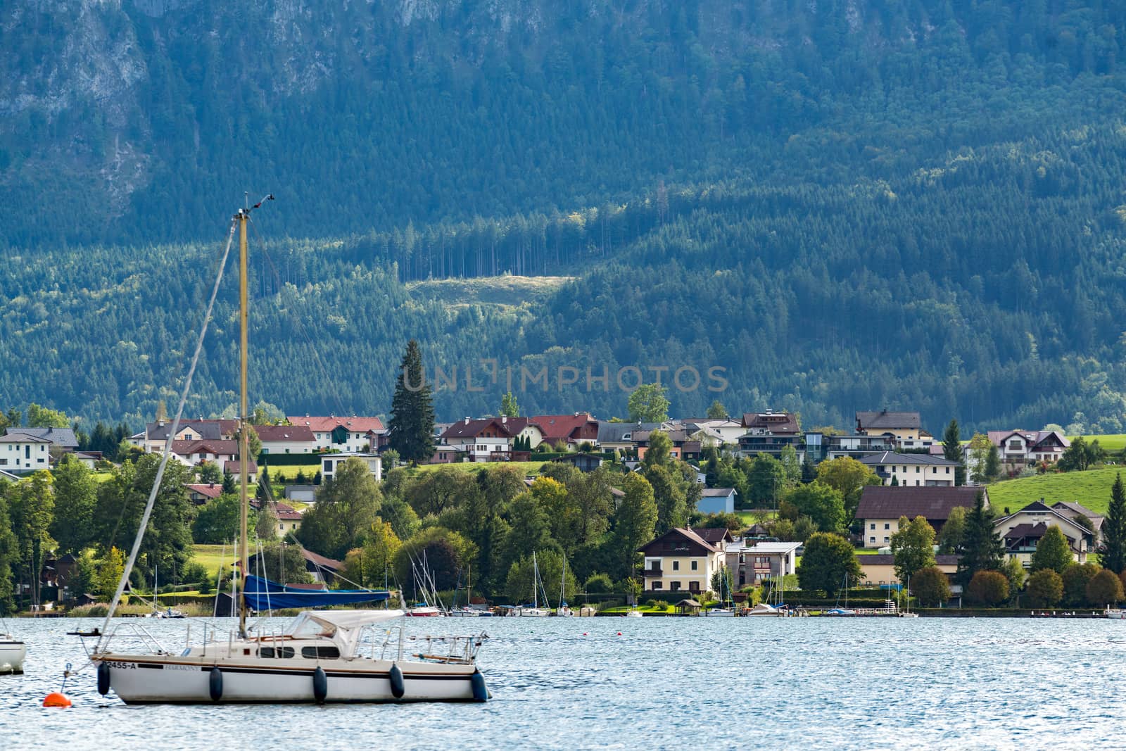 Yachts Moored at Lake Mondsee in Austria