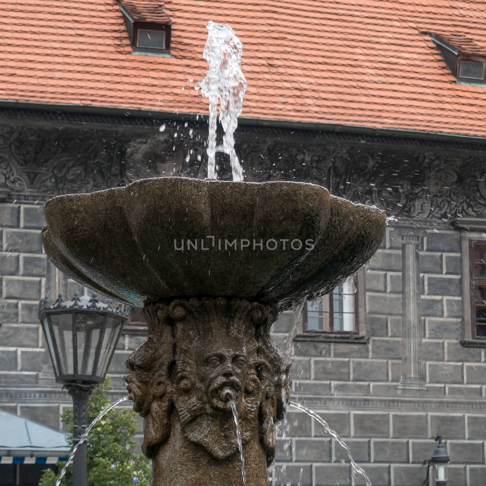 Fountain at the State Castle and Chateau Complex of Cesky Krumlov