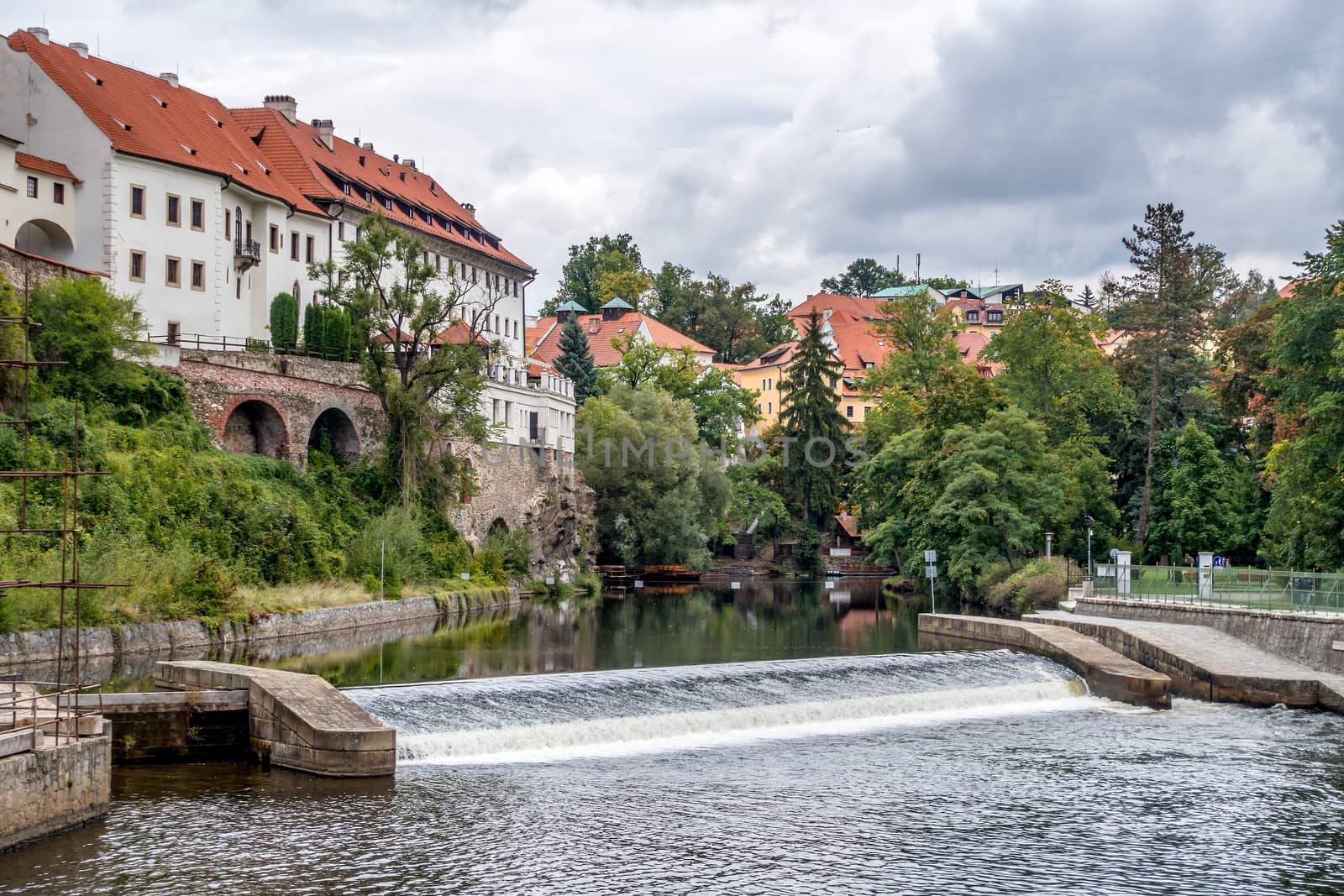 View of the Weir in Cesky Krumlov in the Czech Republic by phil_bird