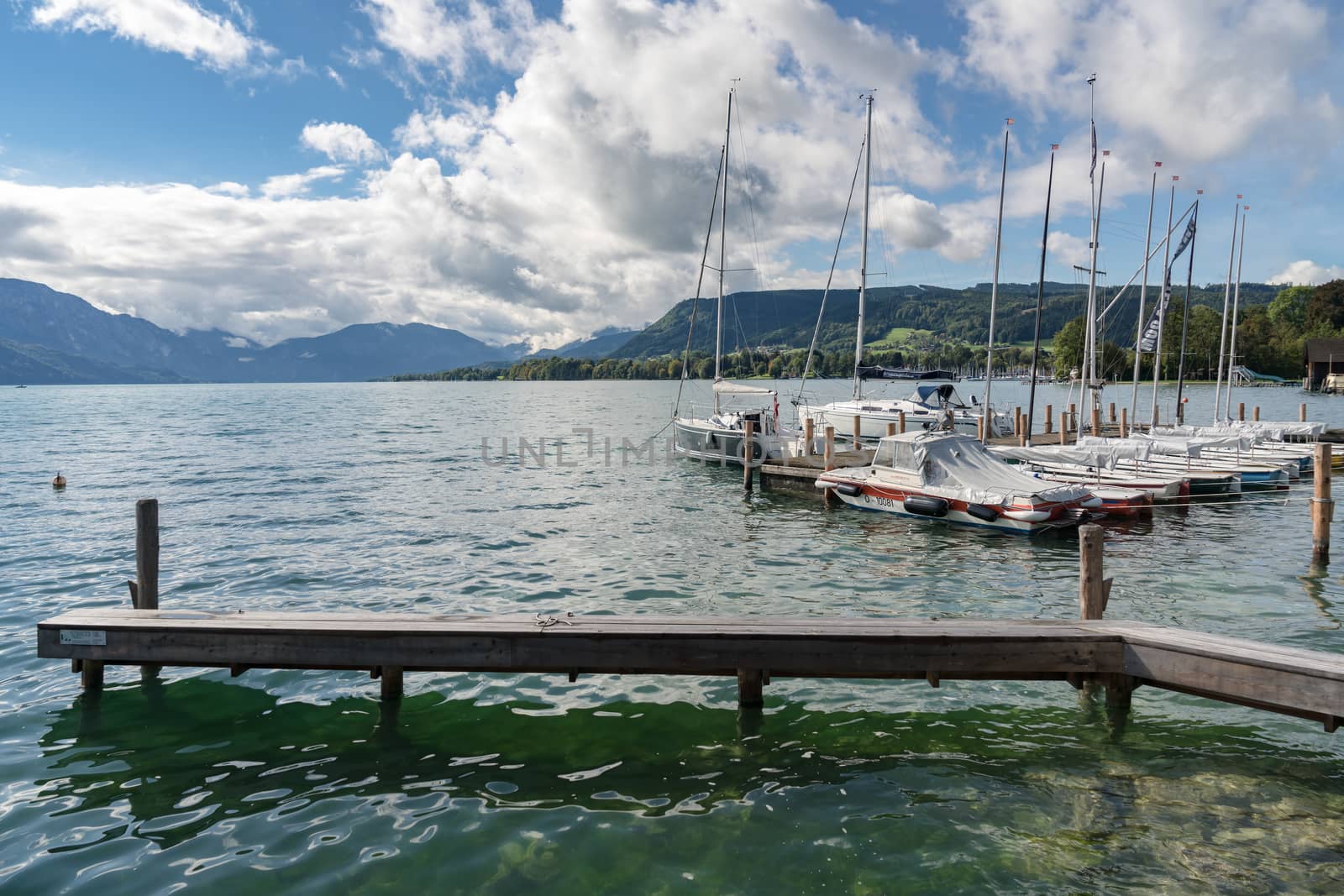 Yachts Moored on the Lake at Attersee